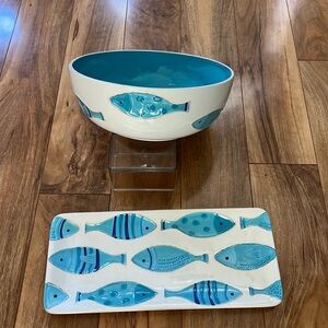 Sonoma fish serving bowl & platter
